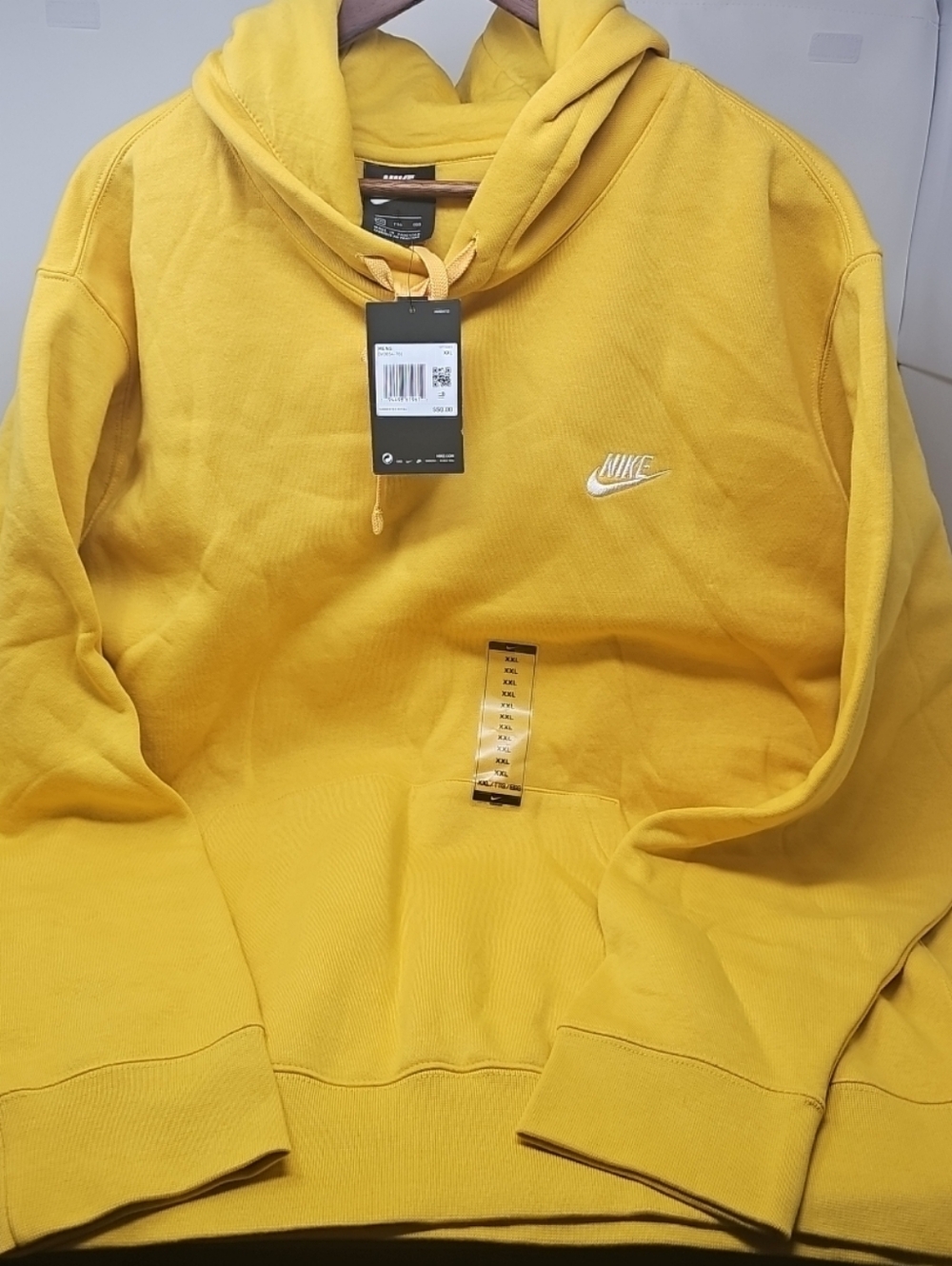 Nike Yellow Hooded Sweatshirt with White Swoosh